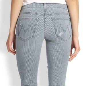 Mother The Vamp on the road destroy skinny jeans, pinstripes, distressed, sz 28